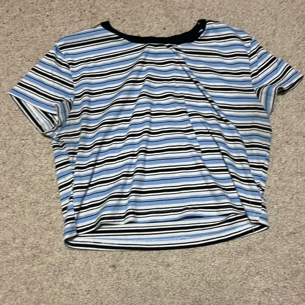 Blue Striped Crop Top